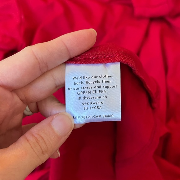 Eileen Fisher Viscose Jersey Ballet Neck Cut Out Back Scarlet Red Dress Medium - Picture 5 of 5